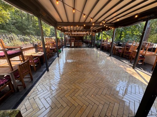 Clean tiled patio
