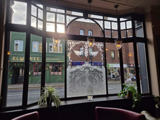 Beautiful-pub-window with sunbeam